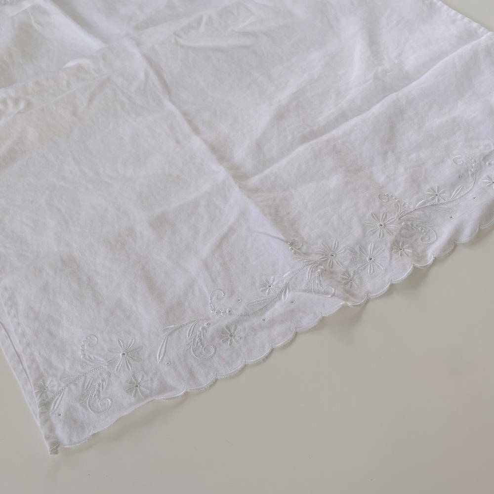Studio West Women's Cream Ivory White 100% LINEN Embroidered Skirt Size LARGE - Picture 5 of 7